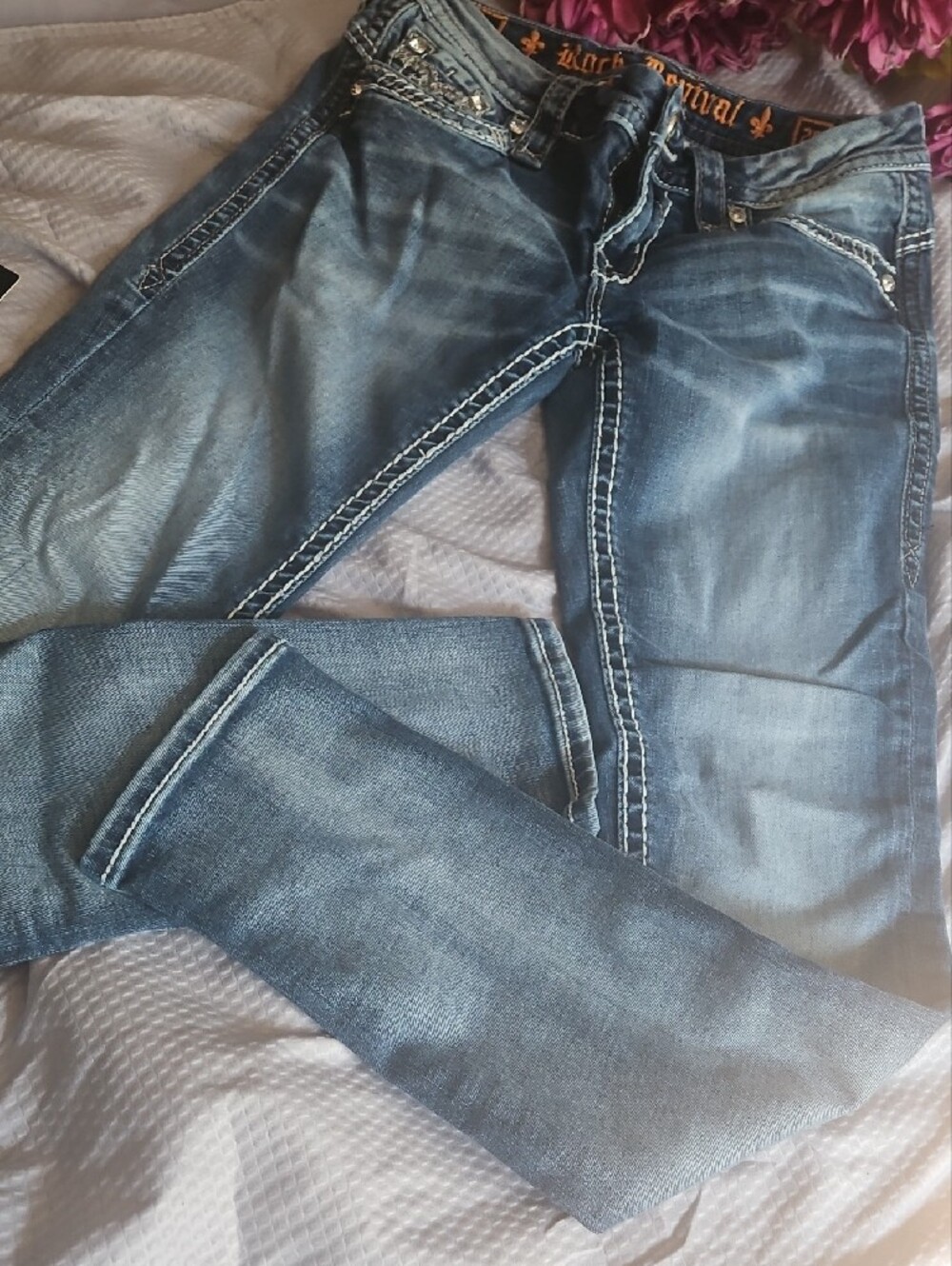 Rock Revival Women's Light Blue Barby Ankle Skinny Jeans Fleur Sz26 *flawed - Picture 9 of 16